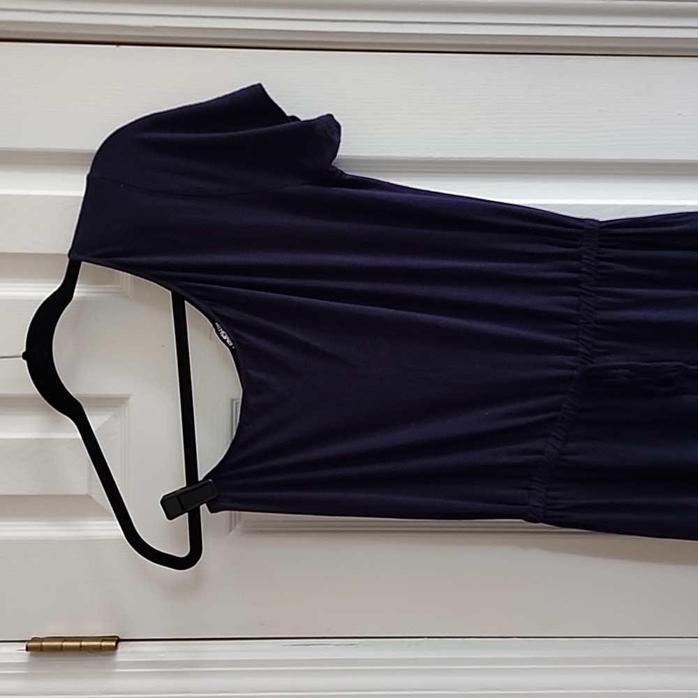 Navy Blue One Shoulder Jersey Jumpsuit - Picture 2 of 8